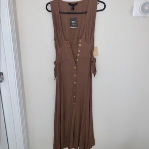Forever 21 Taupe Maxi Dress w/ Belt and Buttons